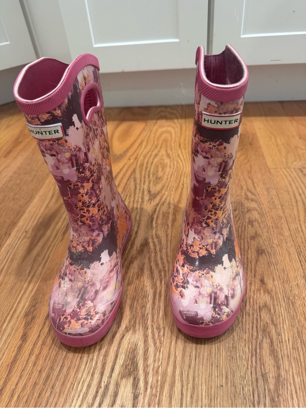 Hunter Kids' Pink Floral Rain Boots Size 13